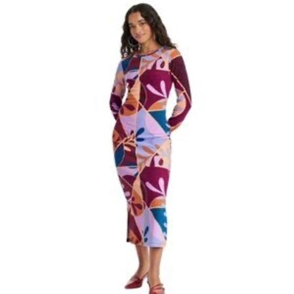 Target Latino Heritage Month Geometric Floral Long Sleeve Bodycon Midi Dress S